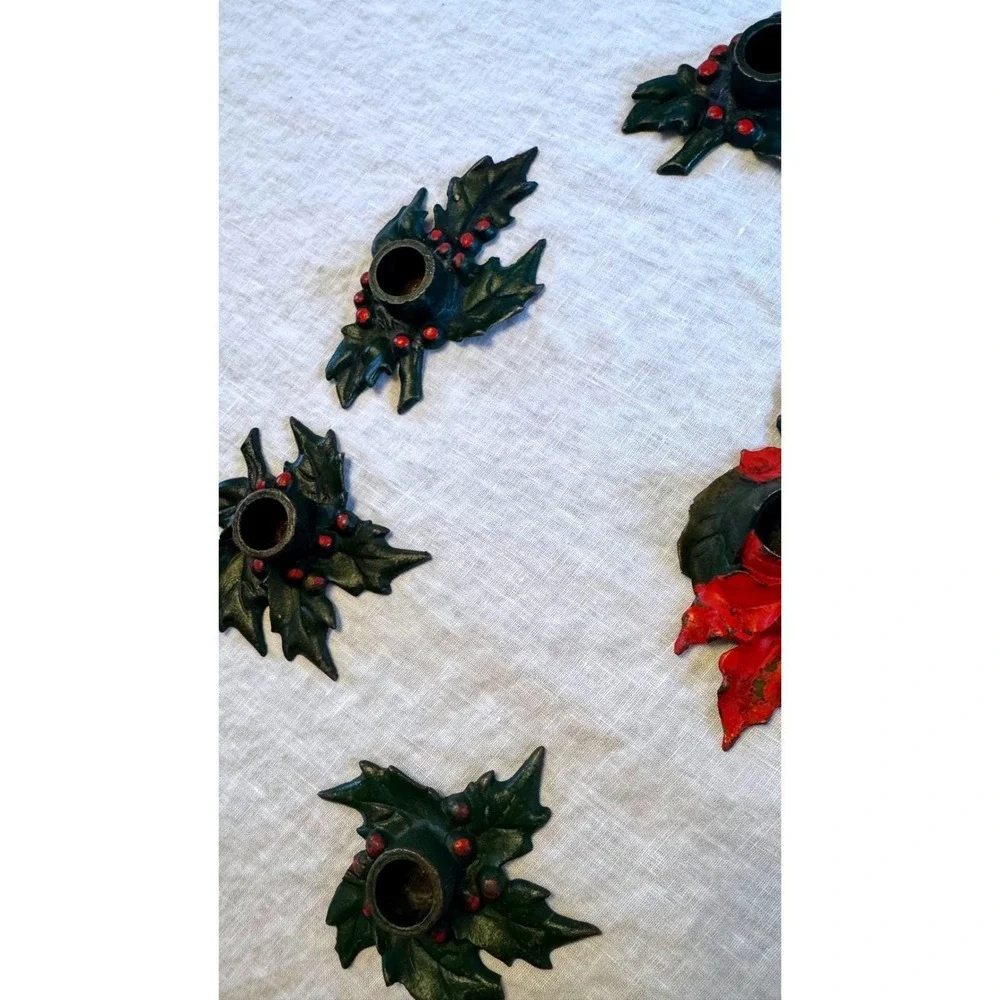 Vintage Cast Iron Holiday Candle Holders (Set of 7)